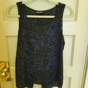 Navy blouse with black floral by Express